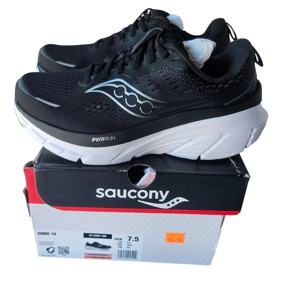Saucony Guide 18 Womens Running Black White S11009-100 Size 7.5 X Wide - XL